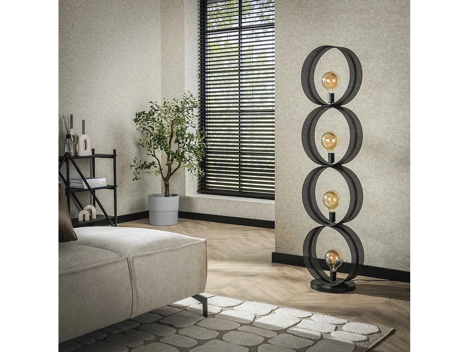 Vloerlamp 4L Ring Geperforeerd - Charcoal