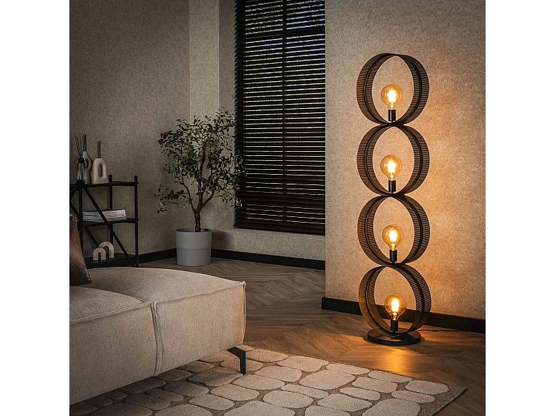Lampadaire 4L Anneau Perforé - Anthracite