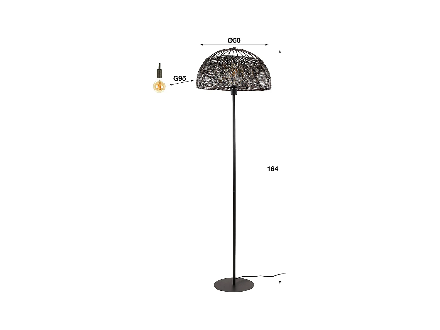 Lampadaire Ø50 Armor Open - Noir Marron