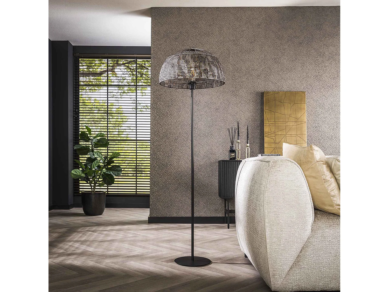 Lampadaire Ø50 Armor Open - Noir Marron