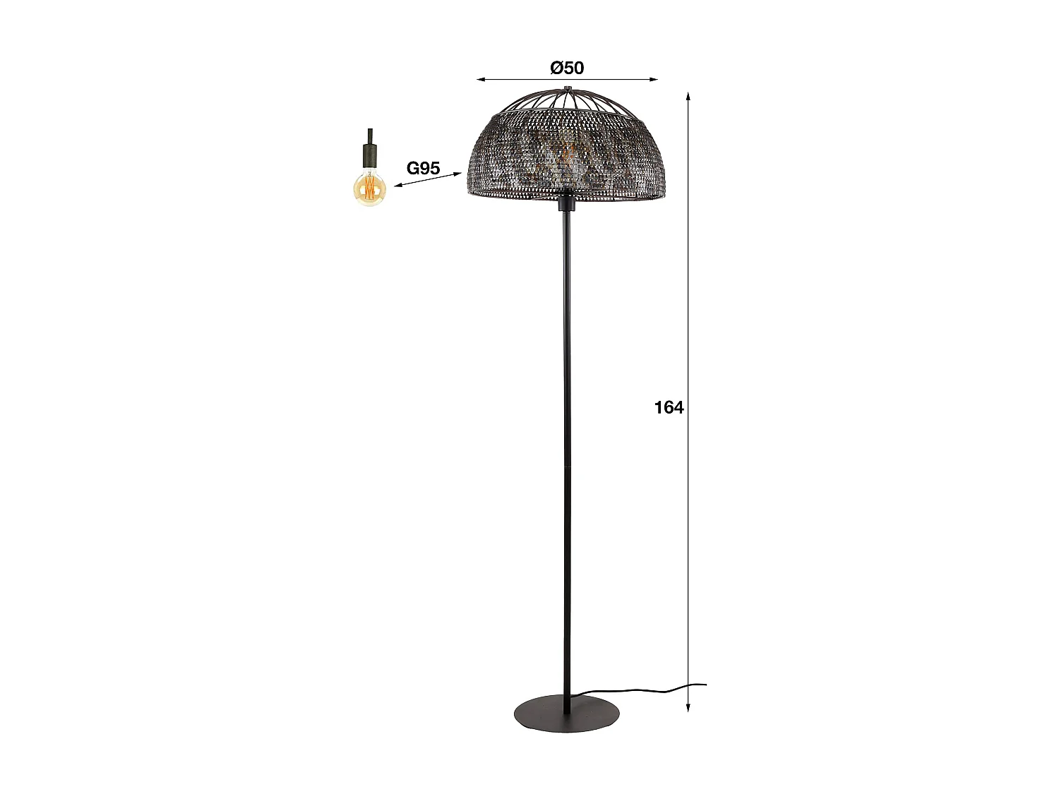 Lampadaire Ø50 Armor Open - Noir Marron