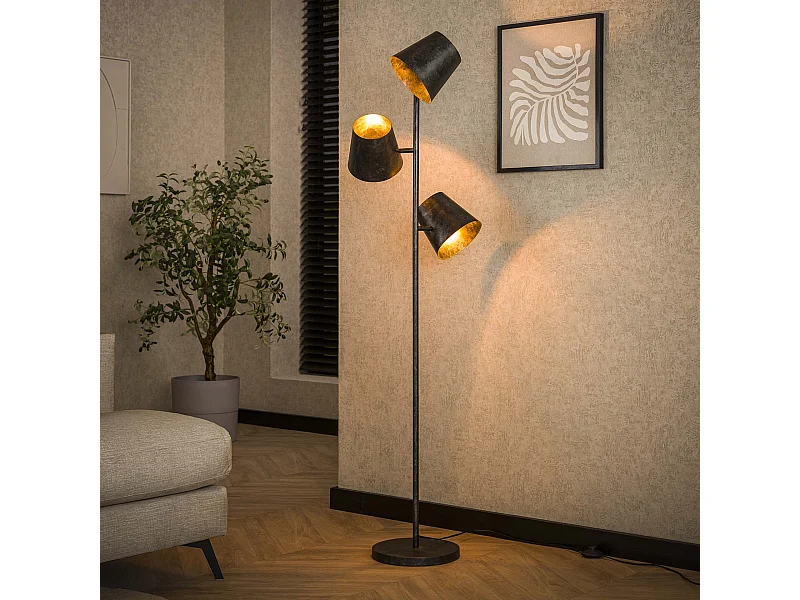 Industriele Vloerlamp - 3x Lichtbron - Ø18 Kinetic - Gecoald Staal