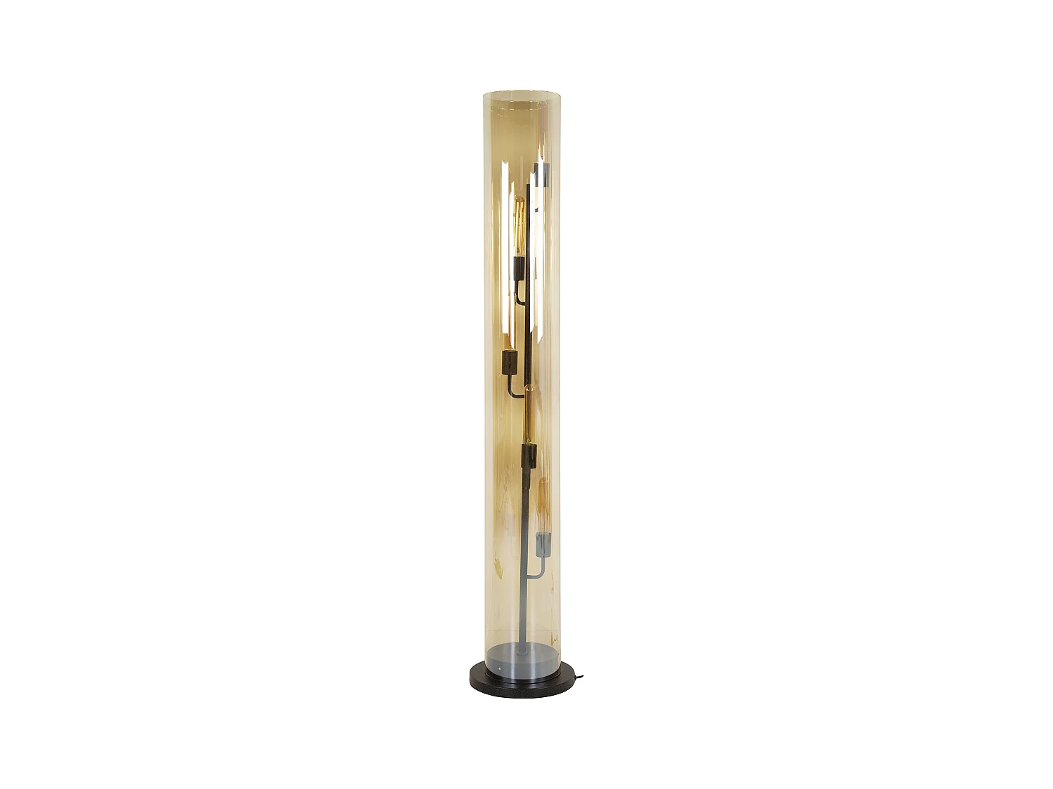 Vloerlamp 5L Tube Amber Glas - Artic Zwart