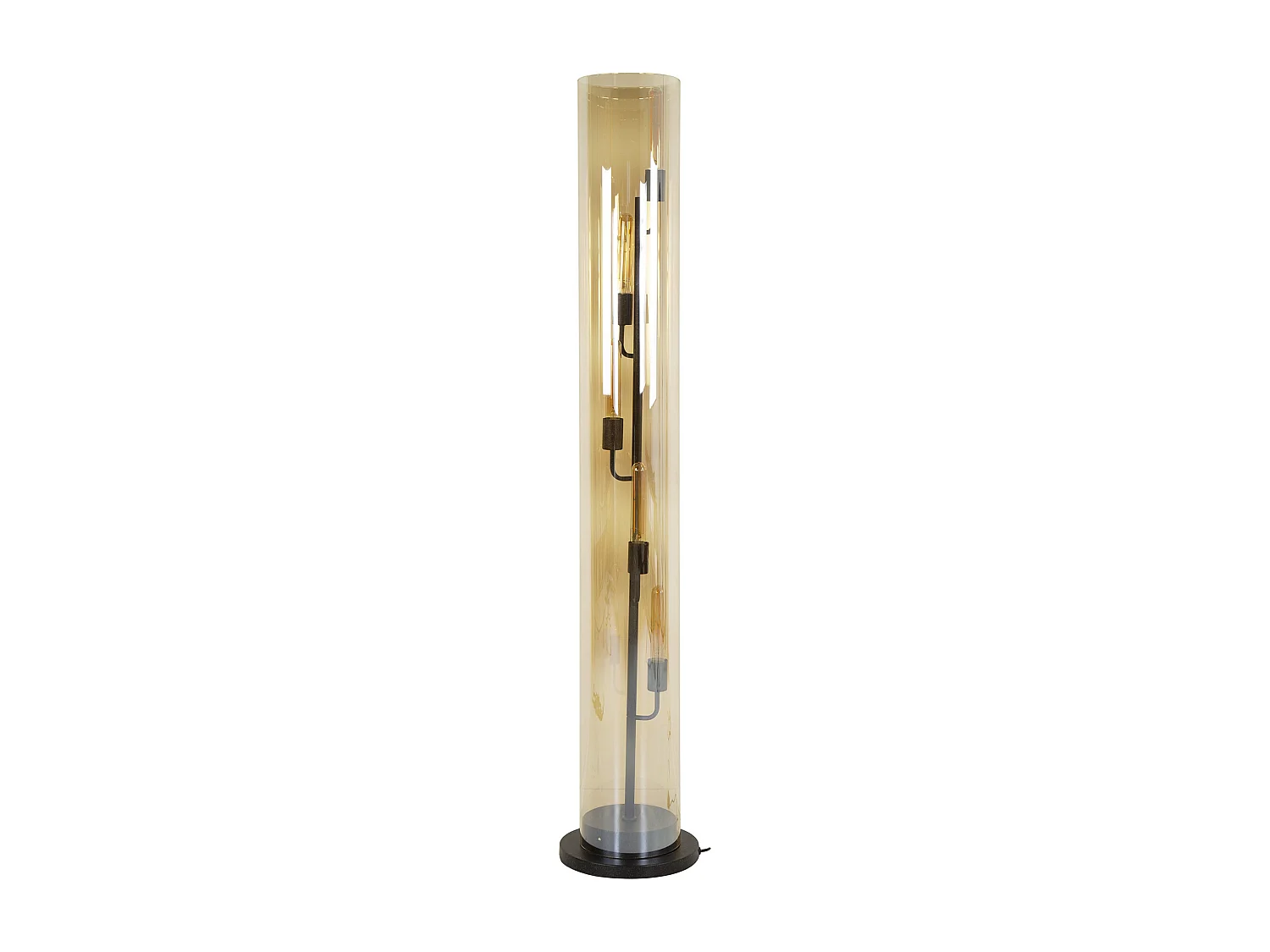 Lampadaire Tube 5L Verre Ambré - Noir Artic