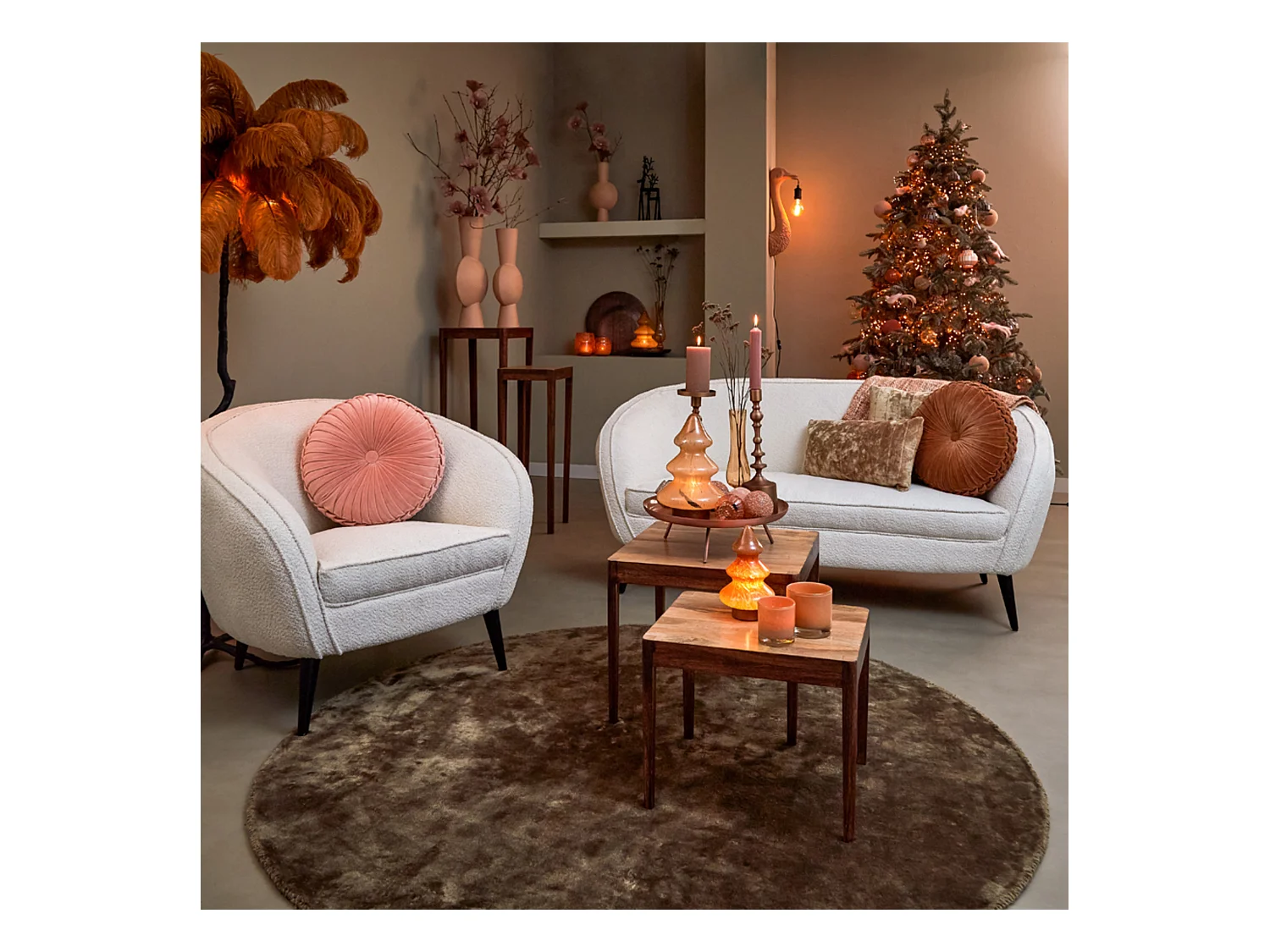 Lampadaire FEATHER - 95x95x180cm - Marron