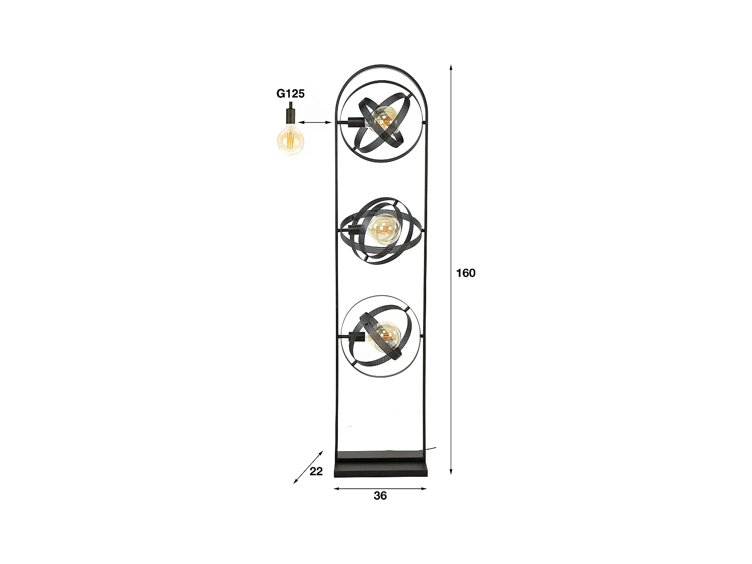 Stehleuchte 3L Cosmos Mesh - Arctic Black