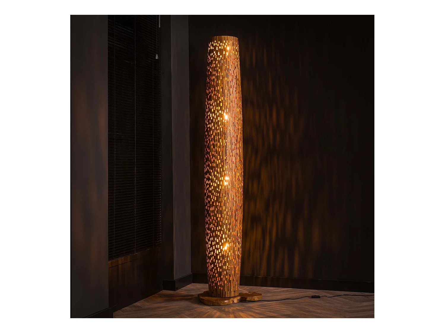 Lampadaire L Bars - Bois de teck - 184 cm