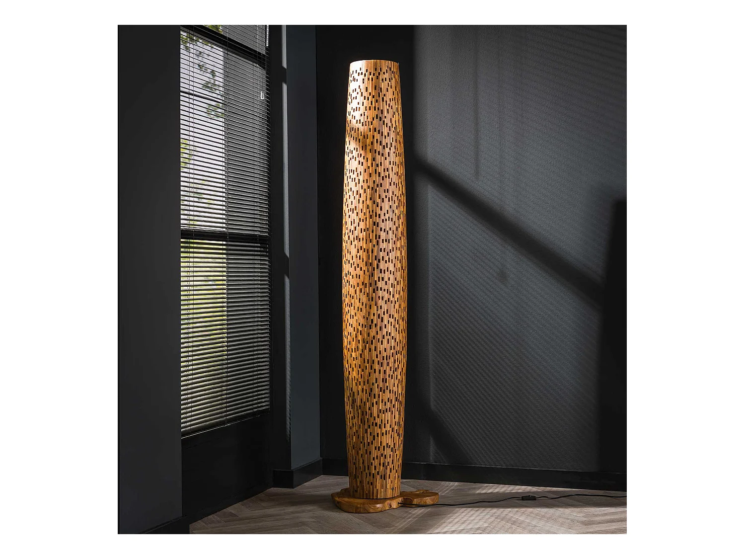 Lampadaire L Bars - Bois de teck - 184 cm