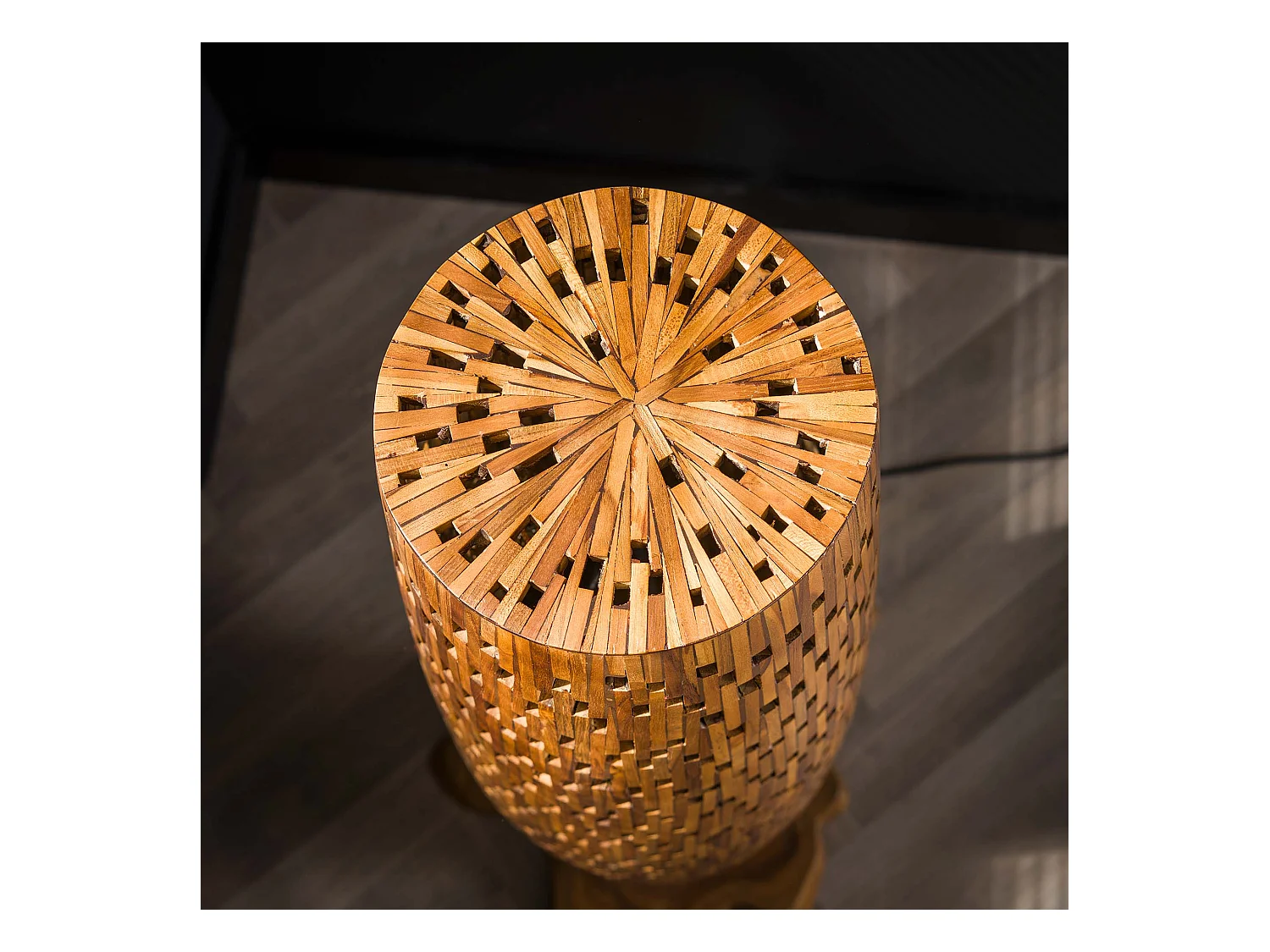 Lampadaire L Bars - Bois de teck - 184 cm