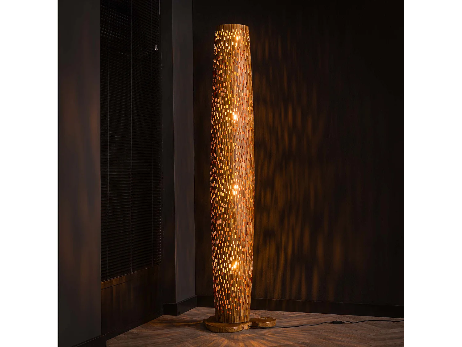 Lampadaire L Bars - Bois de teck - 184 cm