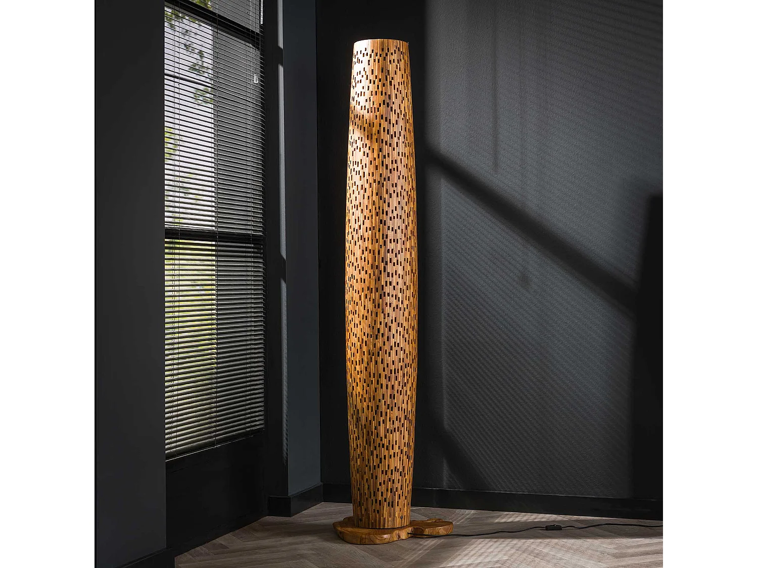 Lampadaire L Bars - Bois de teck - 184 cm