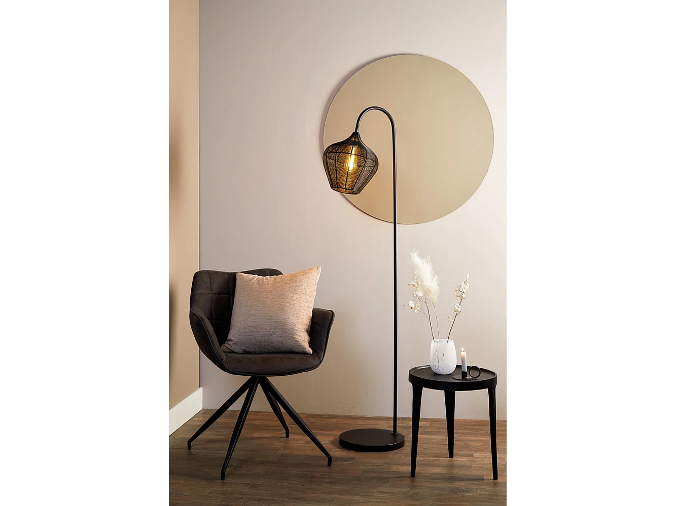 Lampadaire ALVARO - 35x30x160cm - Noir