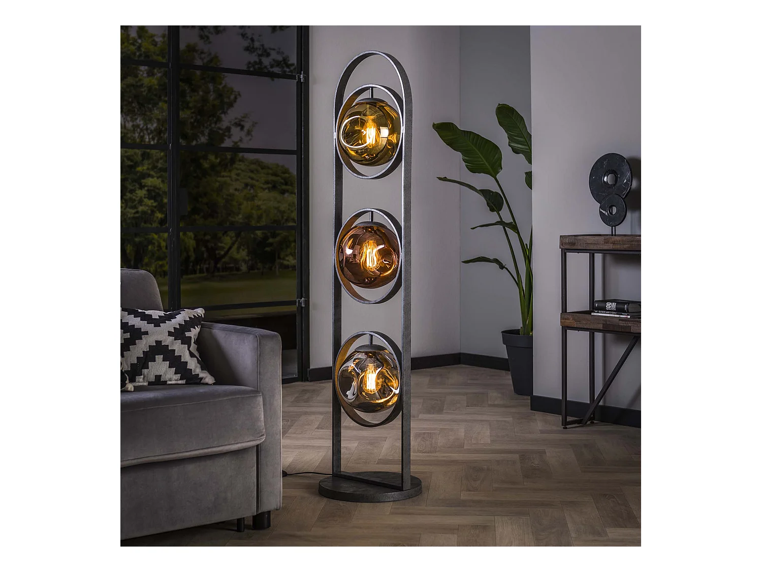 Lampadaire Stellar 3 Lampes Argent Vieilli