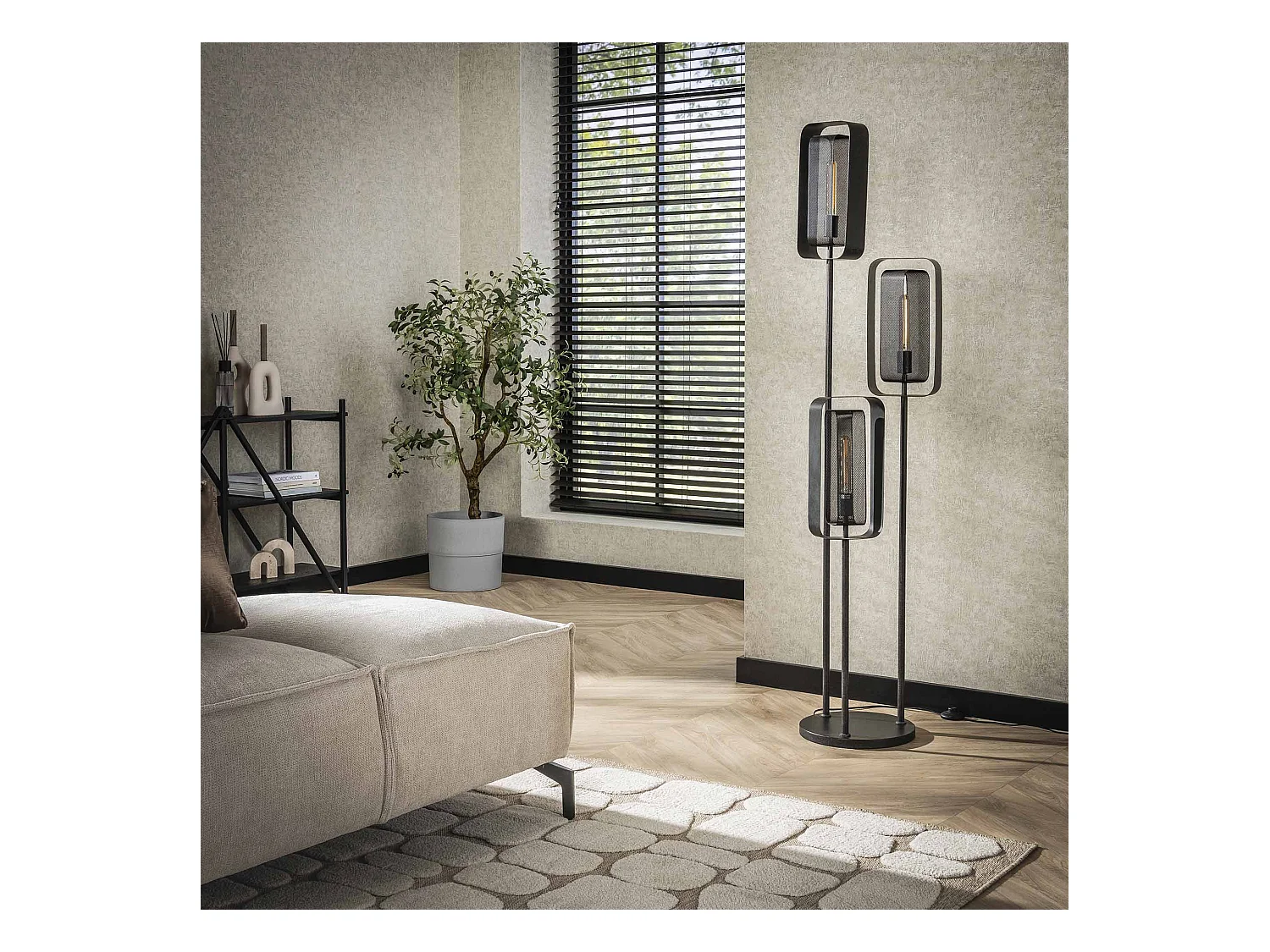 Lampadaire 3L Mesh Rotate - Noir Artic