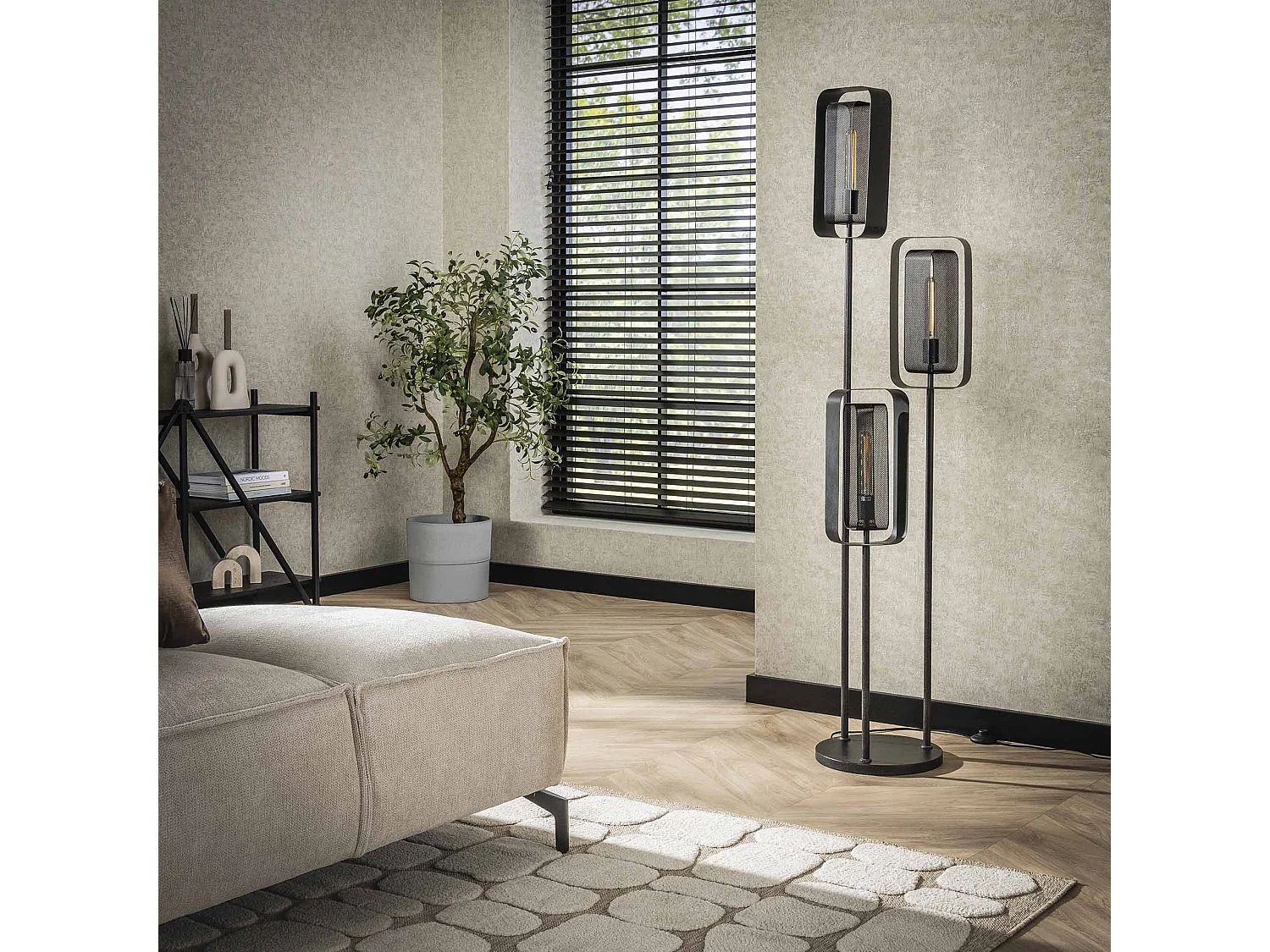 Lampadaire 3L Mesh Rotate - Noir Artic