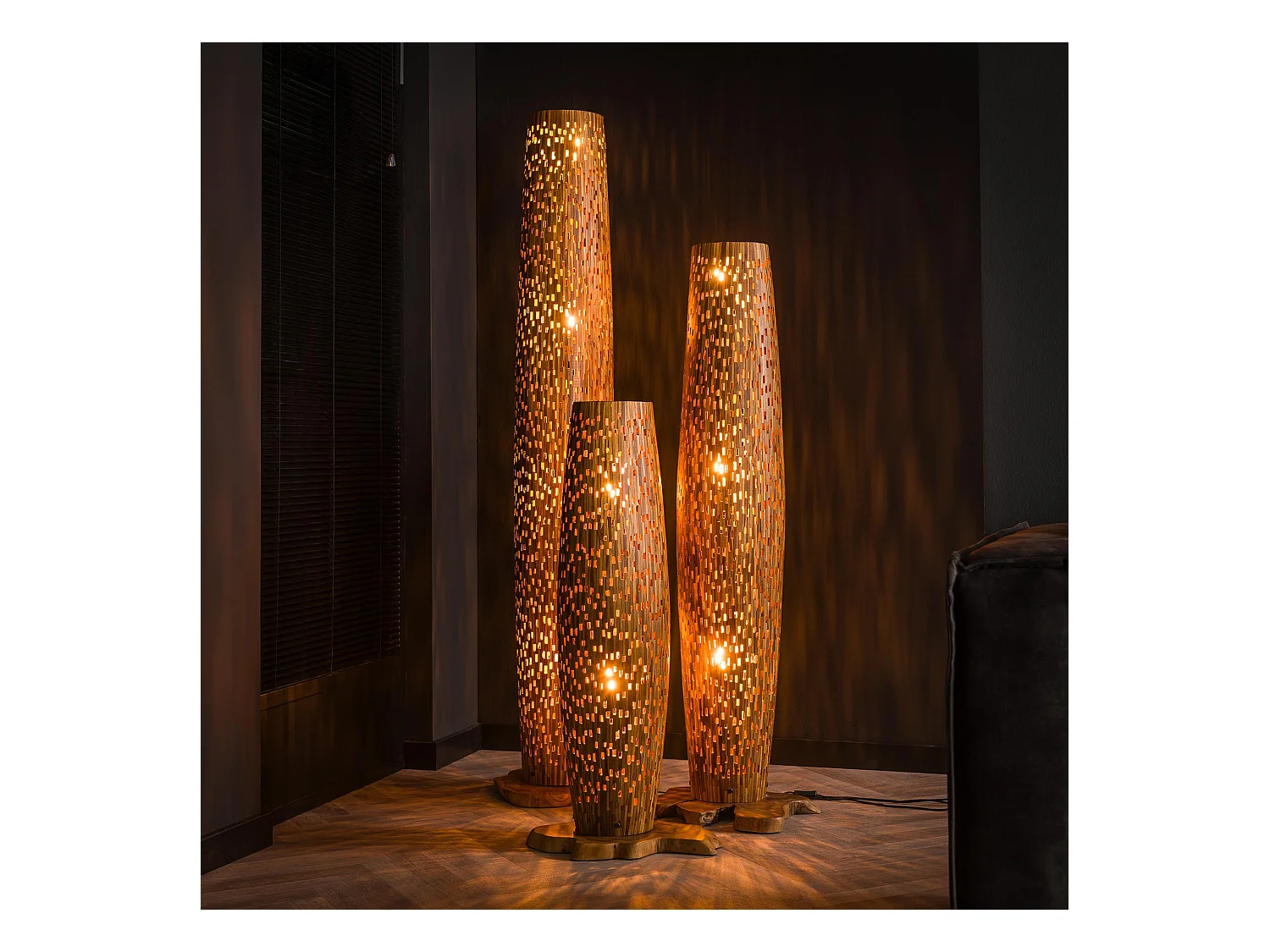 Lampadaire S Bars - Bois de teck - 104cm