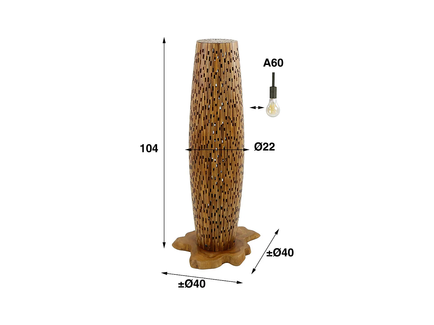 Lampadaire S Bars - Bois de teck - 104cm