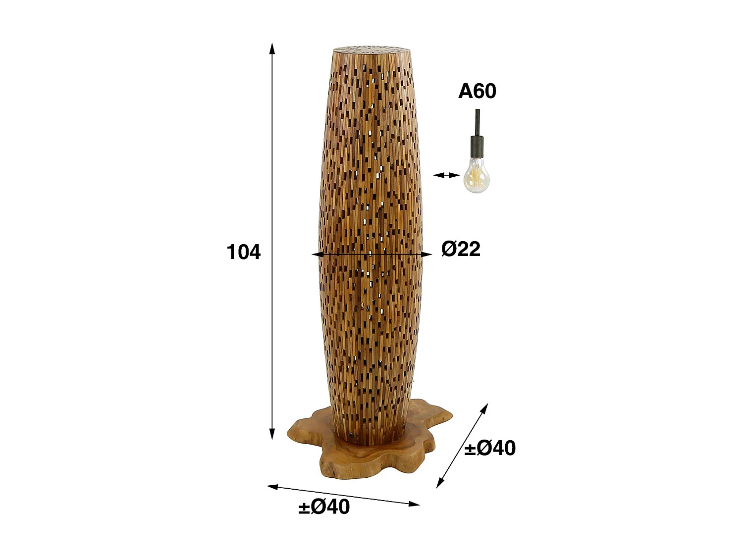 Lampadaire S Bars - Bois de teck - 104cm