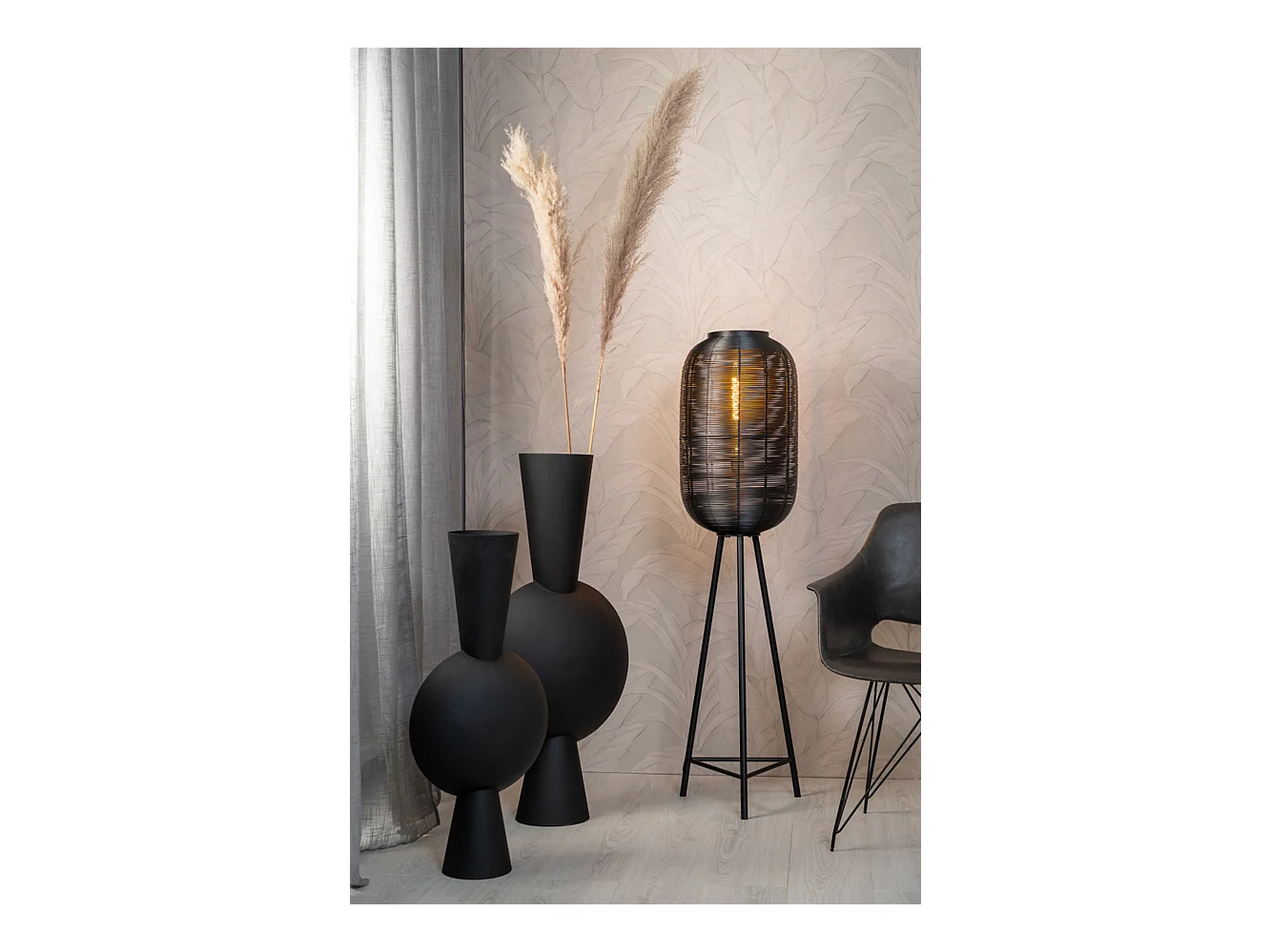 Stehleuchte TOMEK - 35x35x136cm - Schwarz