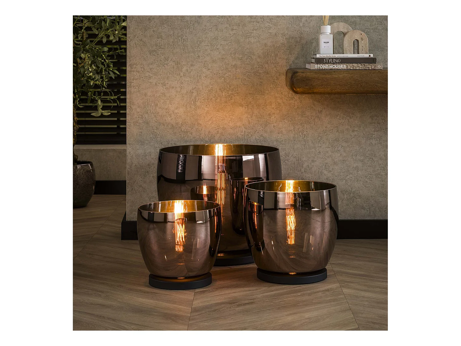 Lampadaire UP XXL - Verre cuivré - Ø48
