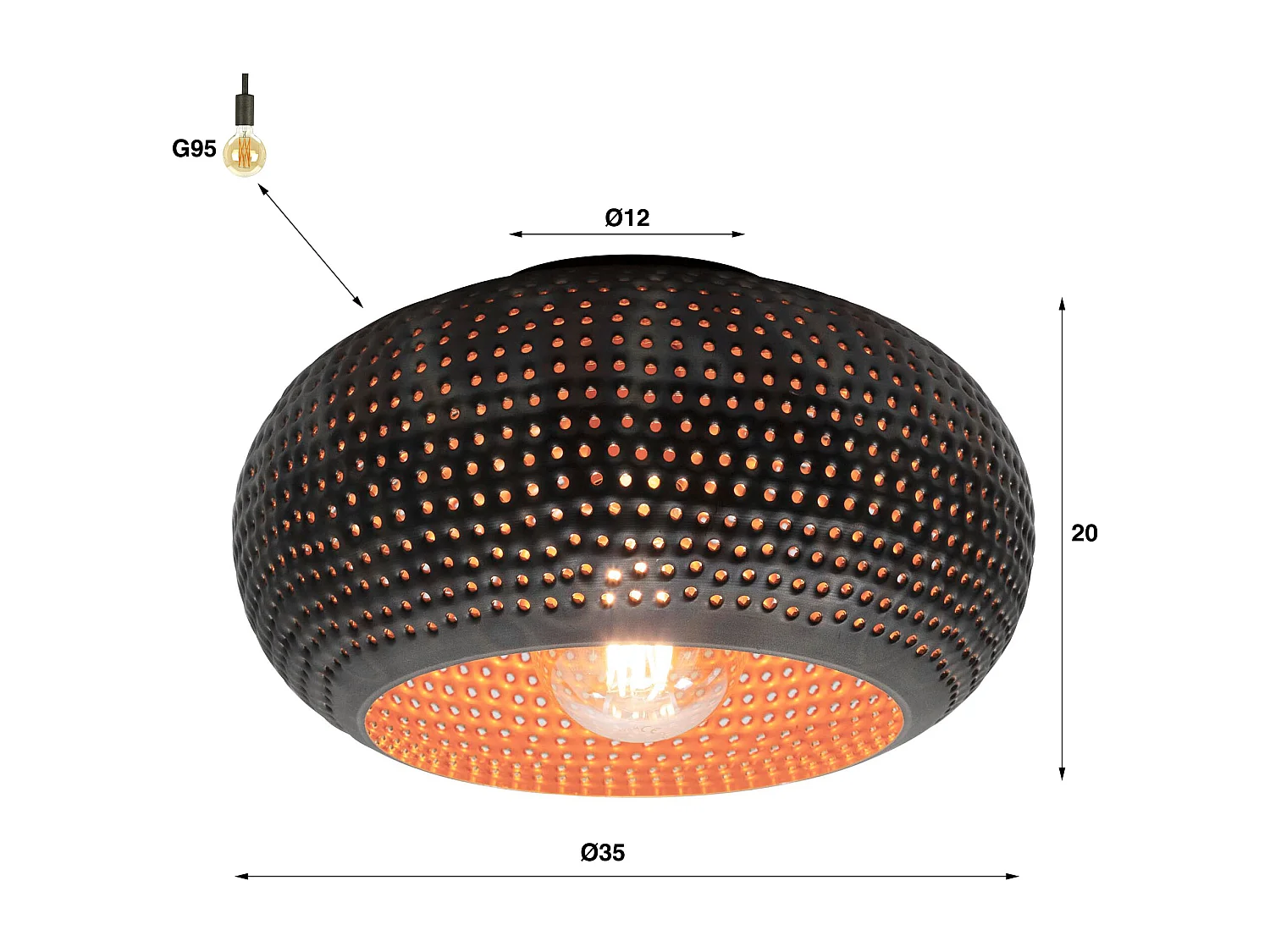 Plafondlamp Ø35 Disk Punch