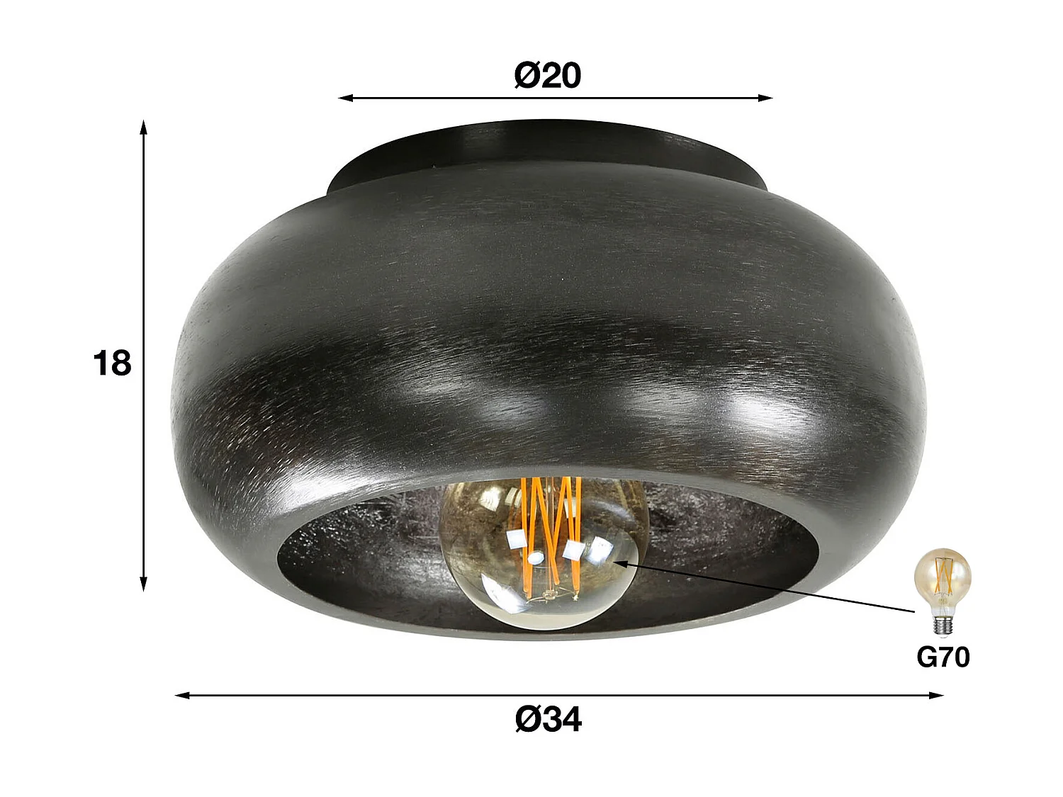 Plafonnier Sky - Diamètre Ø34 - Nickel Noir