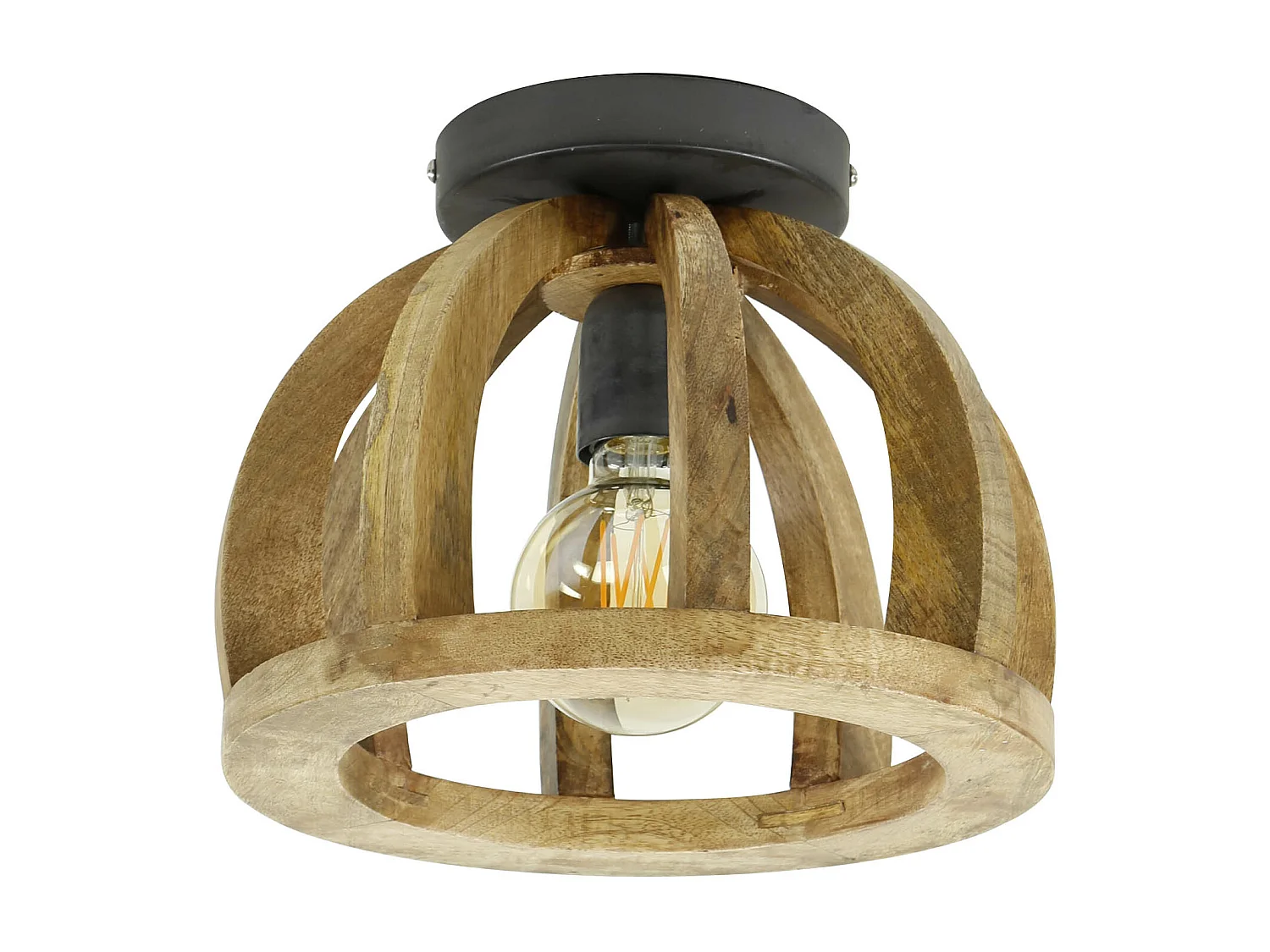 Plafondlamp Gebogen Houten Spijl - Massief Mangohout