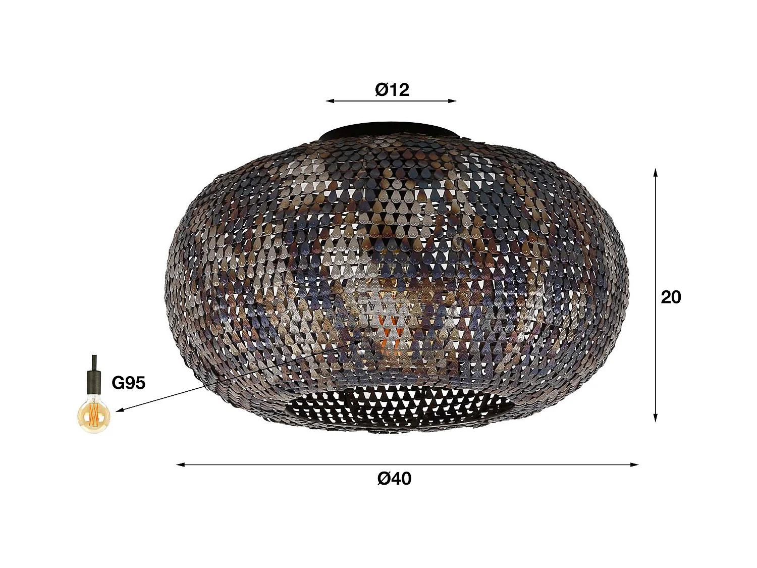 Plafondlamp Ø40 Armor - Zwart Bruin