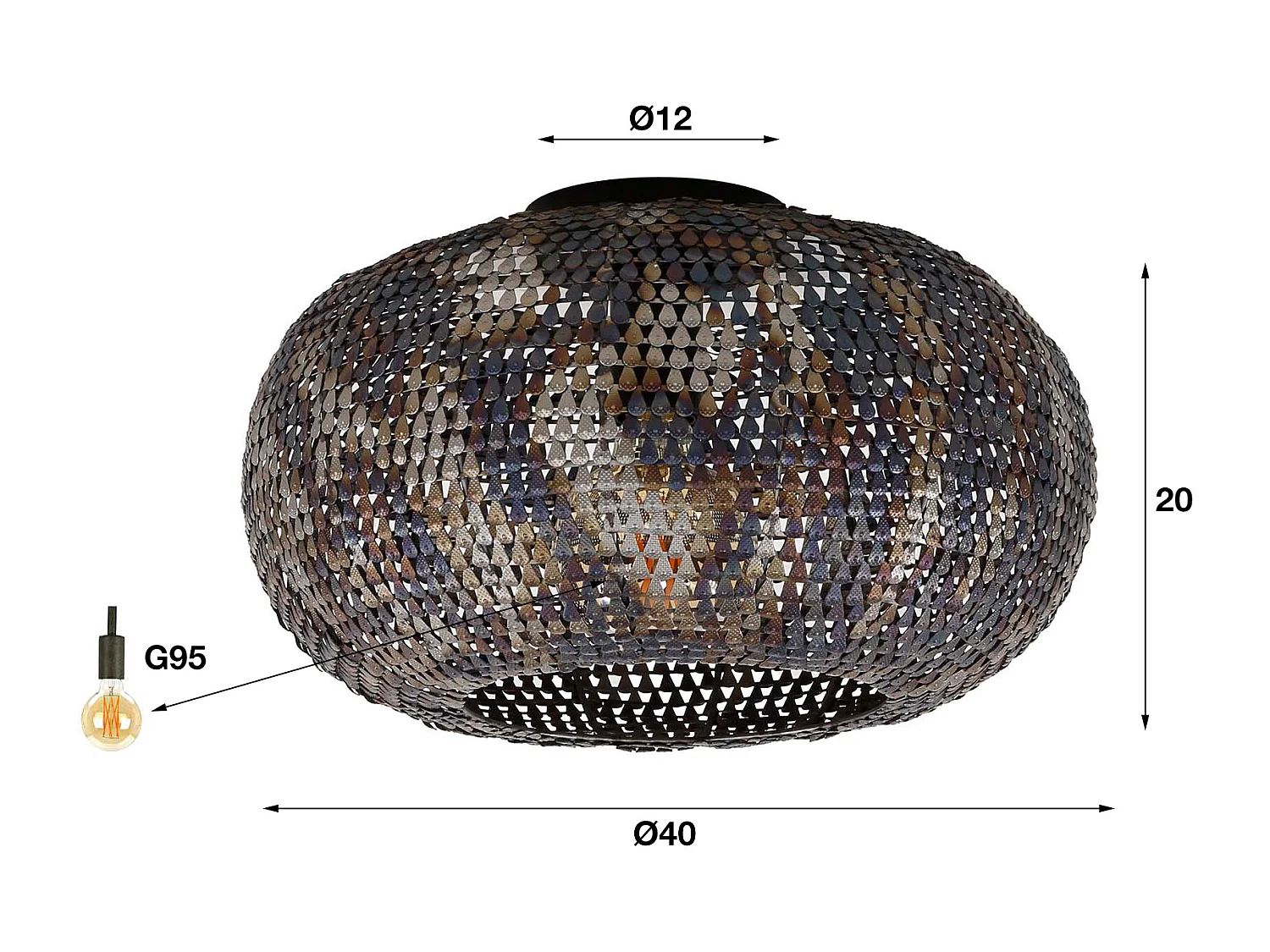 Plafonnier Ø40 Armor - Noir Marron