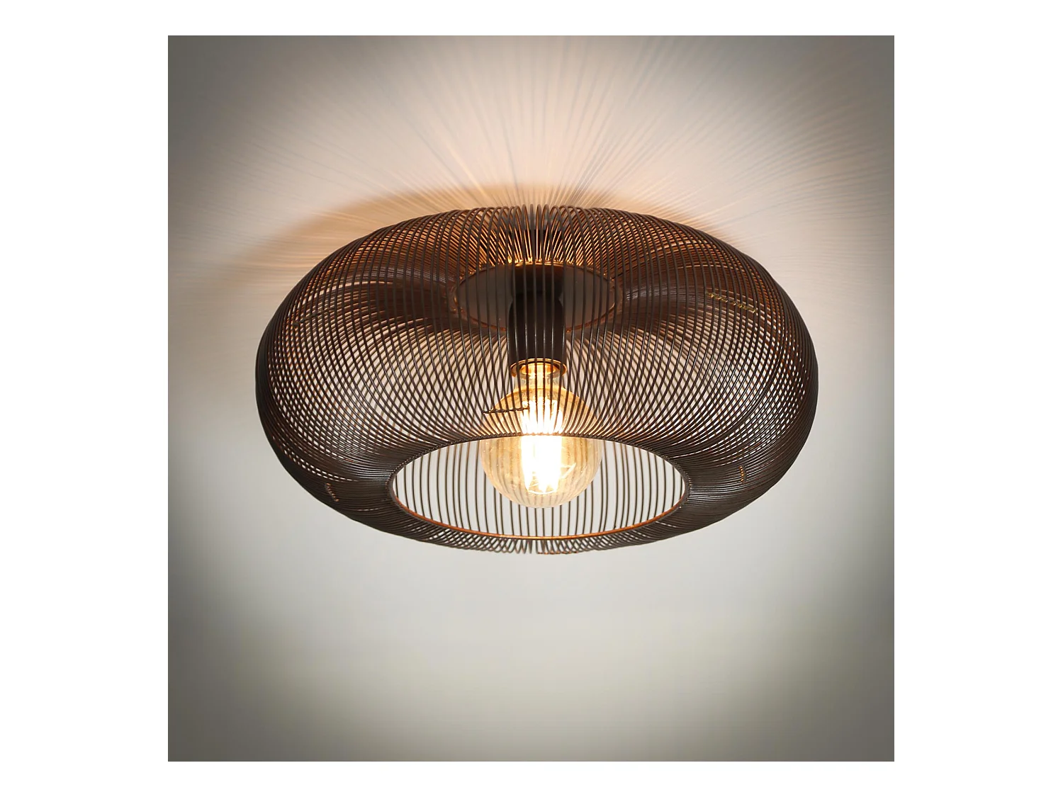 Plafonnier Copper Twist - Nickel Noir - Industriel - 43x43x20