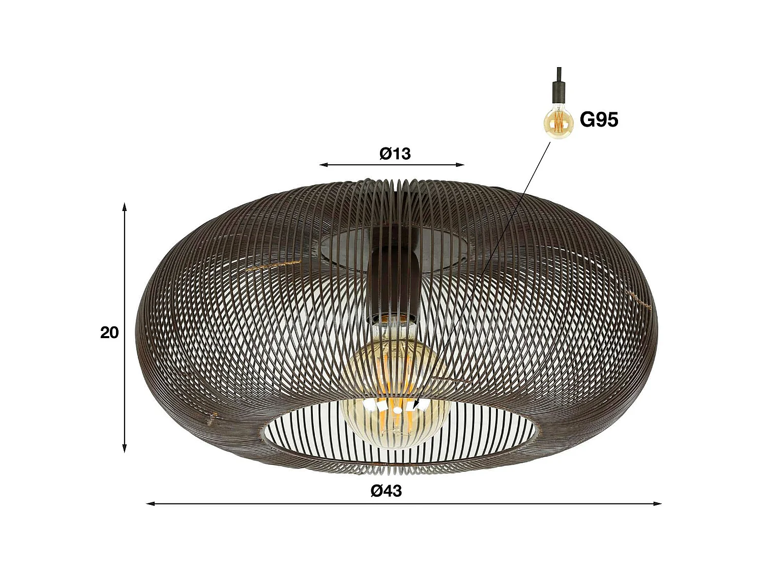 Plafonnier Copper Twist - Nickel Noir - Industriel - 43x43x20