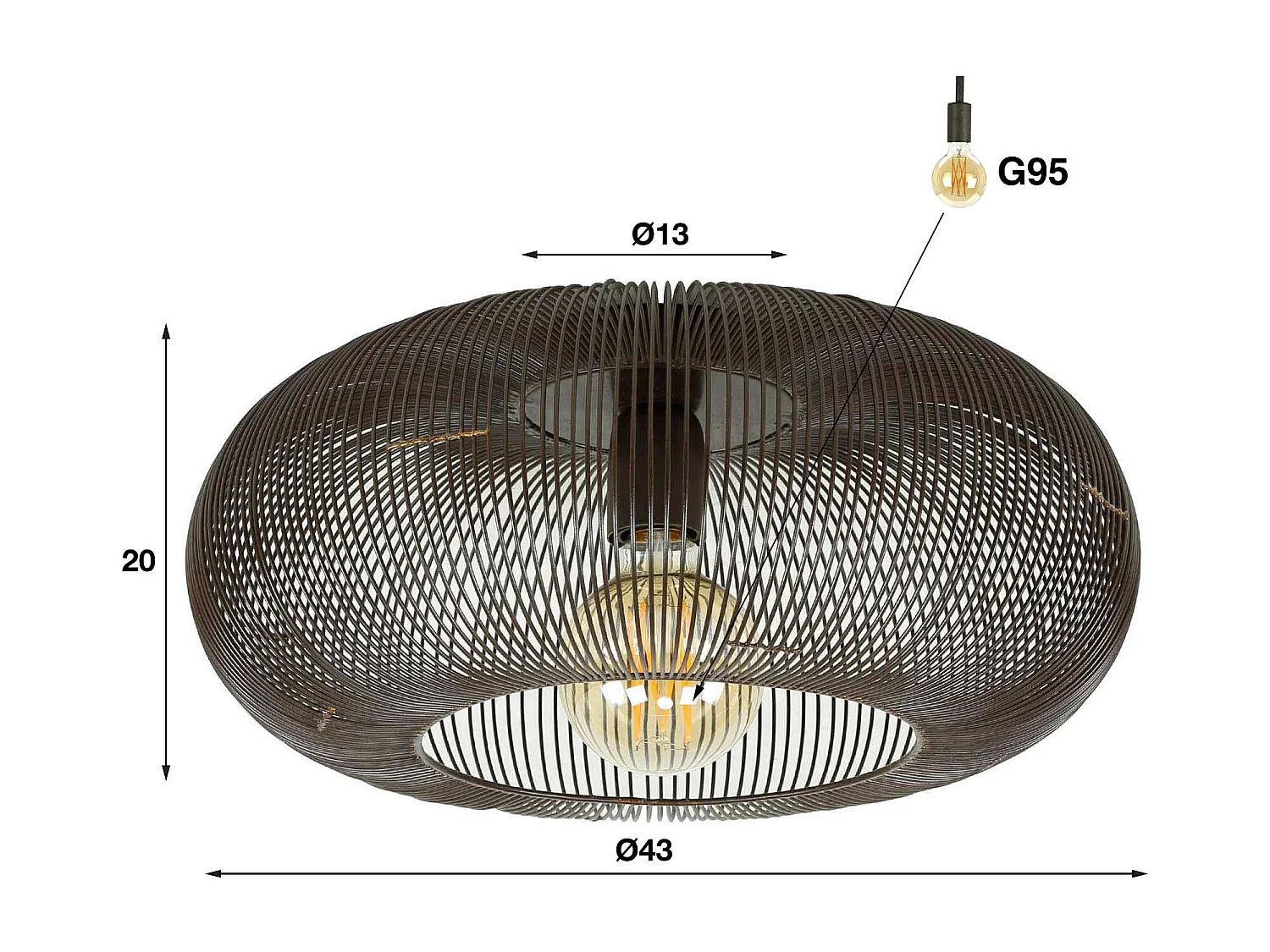 Deckenleuchte Copper Twist - Schwarznickel - Industriell - 43x43x20