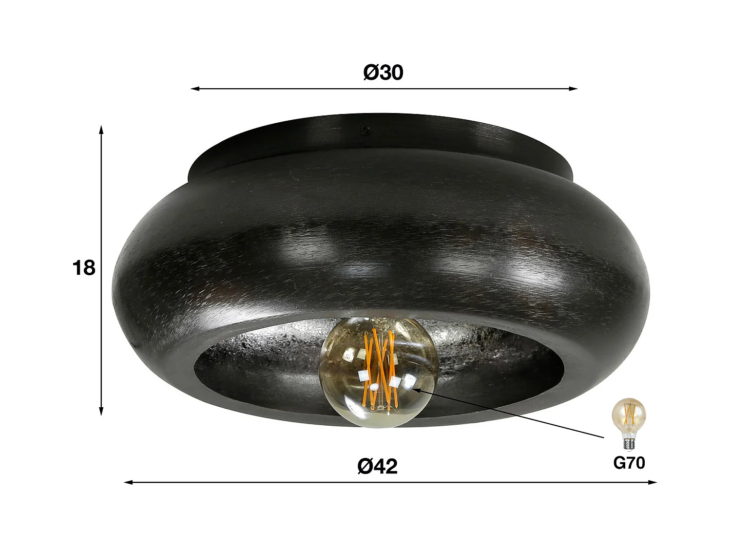 Deckenleuchte Sky - Ø42 - Schwarznickel - Industriell