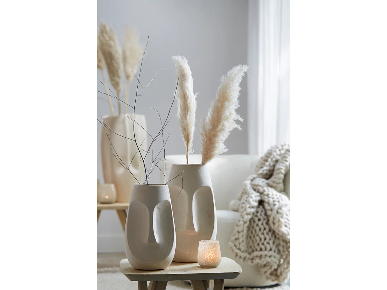 Pot FACE - 21x18x36cm - Blanc