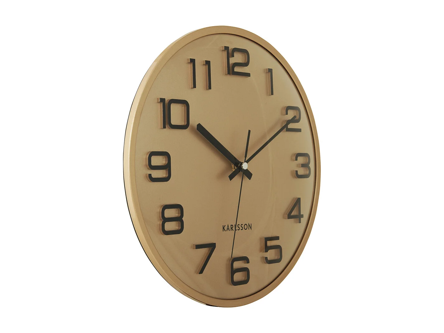 Wanduhr 3D Zahlen - Gold lackiert - Ø30,5cm