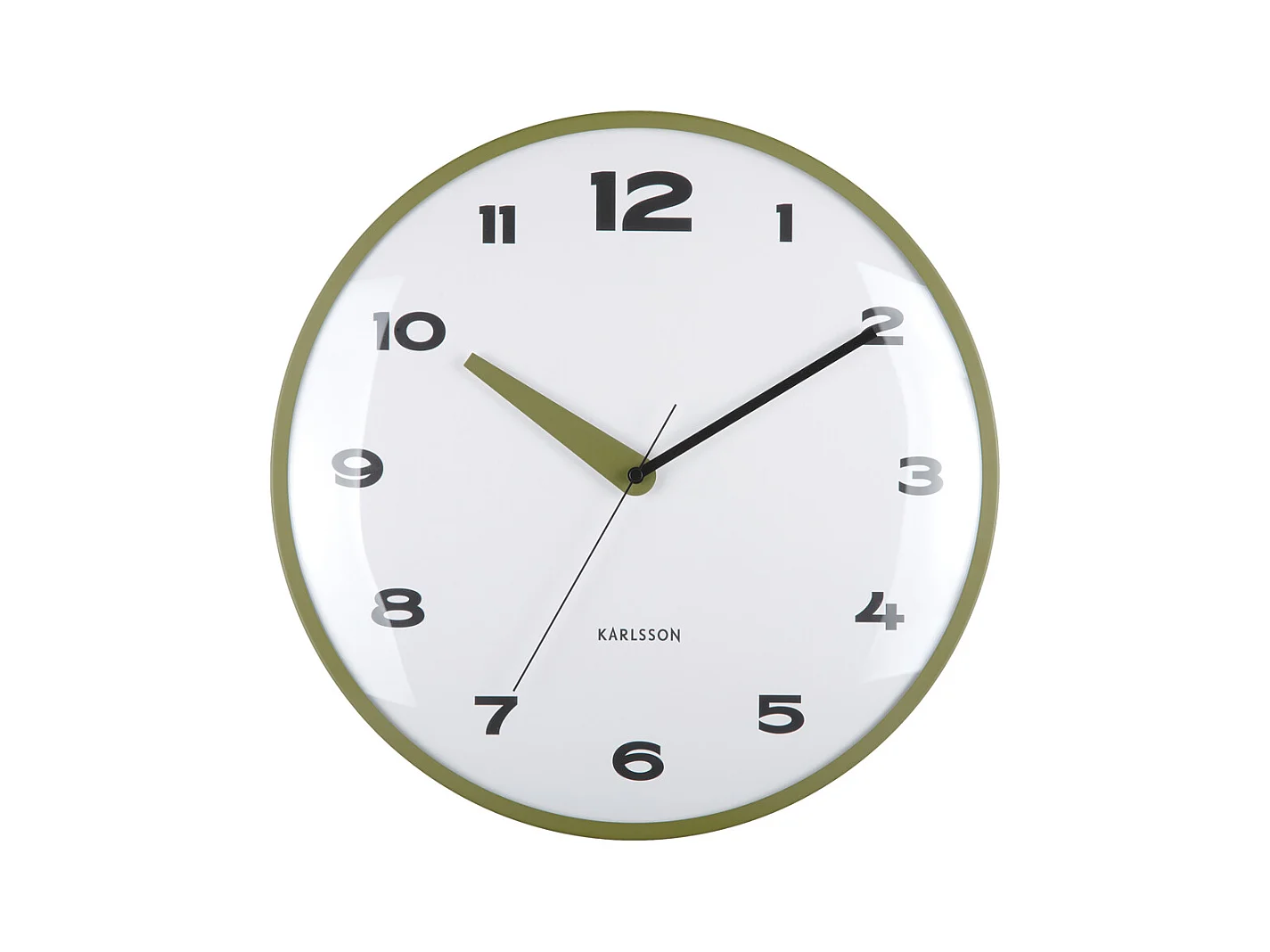 Horloge murale Brisk Dome - Vert armée - Ø40cm