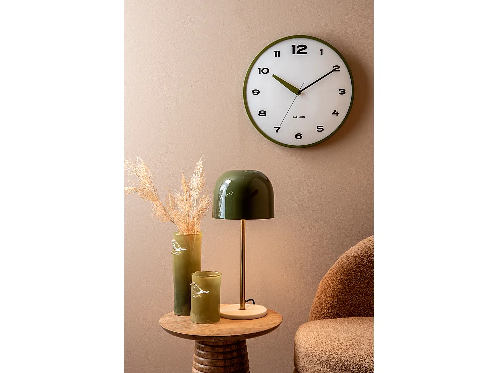 Horloge murale Brisk Dome - Vert armée - Ø40cm