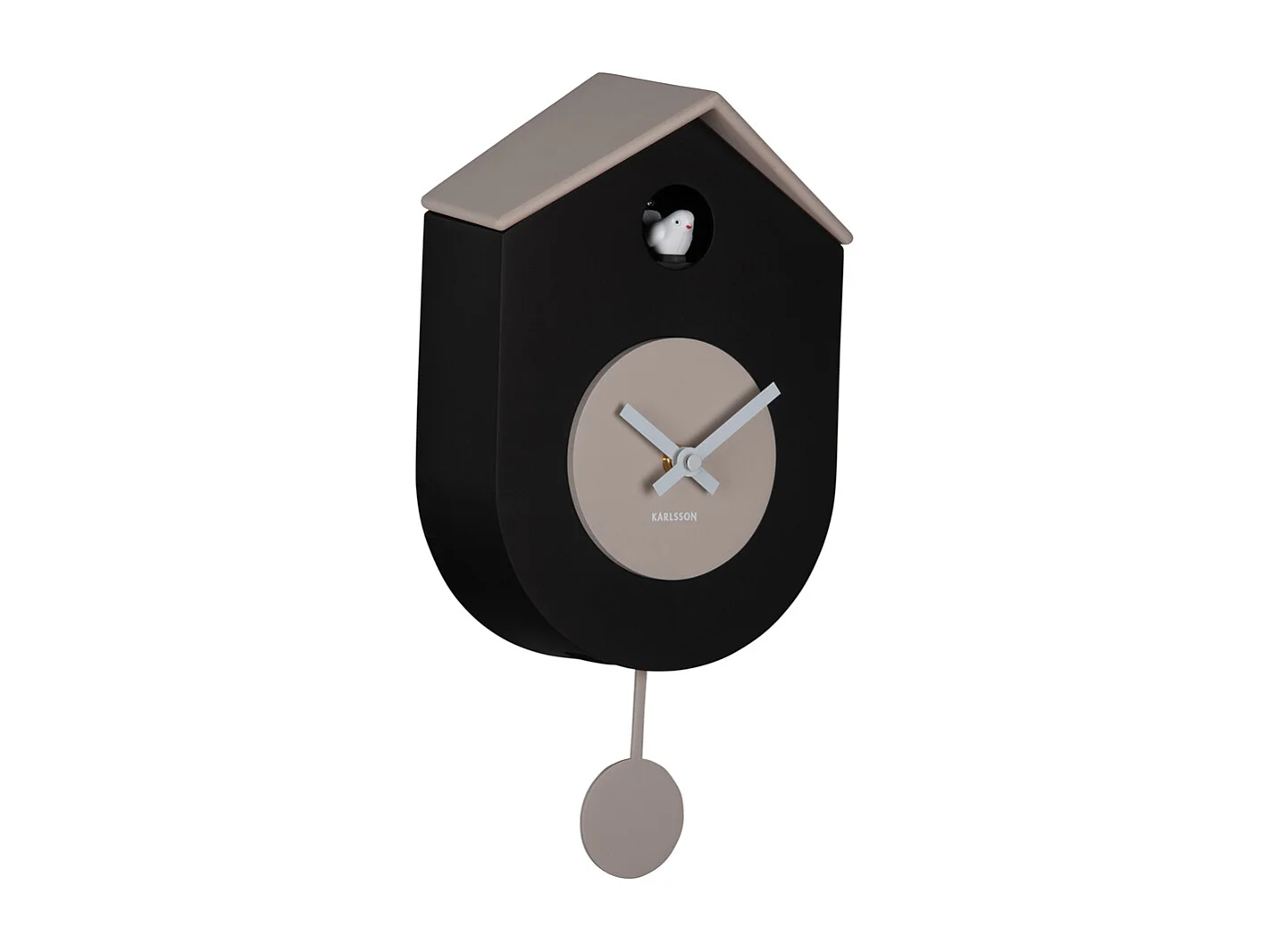 Horloge murale Grato Cuckoo - Noir et gris chaud