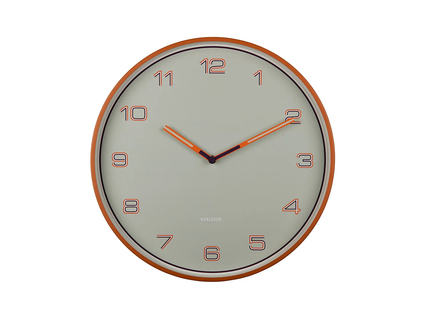 Horloge murale Chiffres lignés - Orange vif - Ø40cm