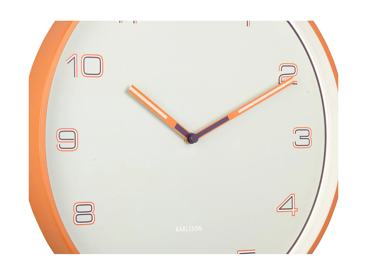 Horloge murale Chiffres lignés - Orange vif - Ø40cm