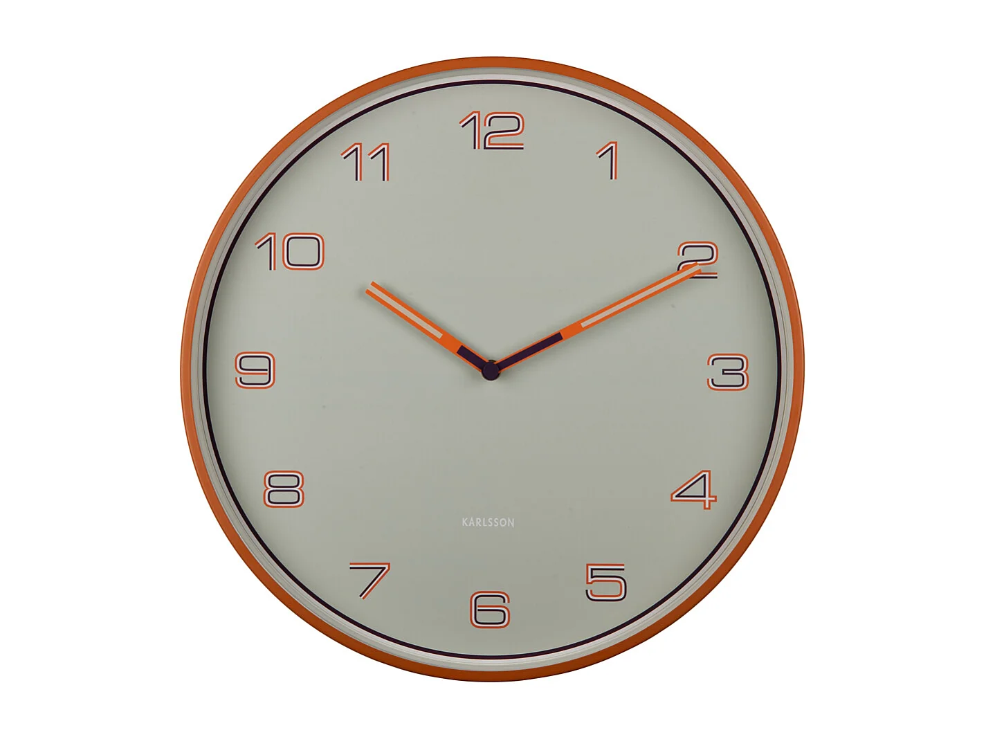 Horloge murale Chiffres lignés - Orange vif - Ø40cm
