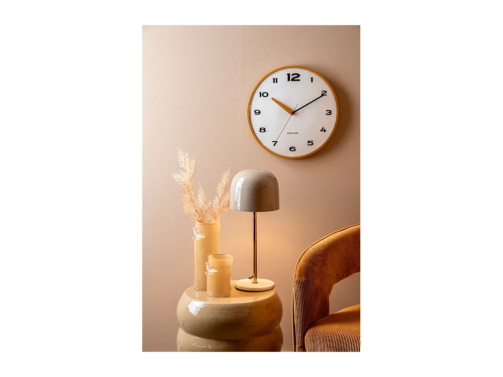 Horloge murale Brisk Dome - Jaune ocre - Ø40cm