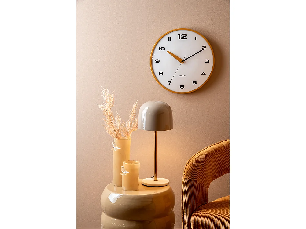 Horloge murale Brisk Dome - Jaune ocre - Ø40cm