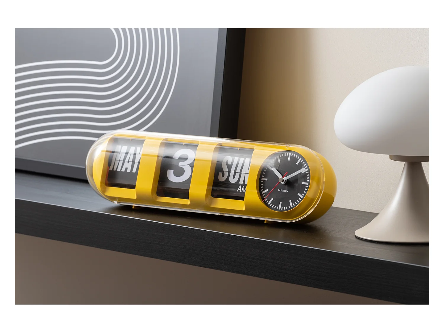 Horloge murale Tube Flip - Jaune vif