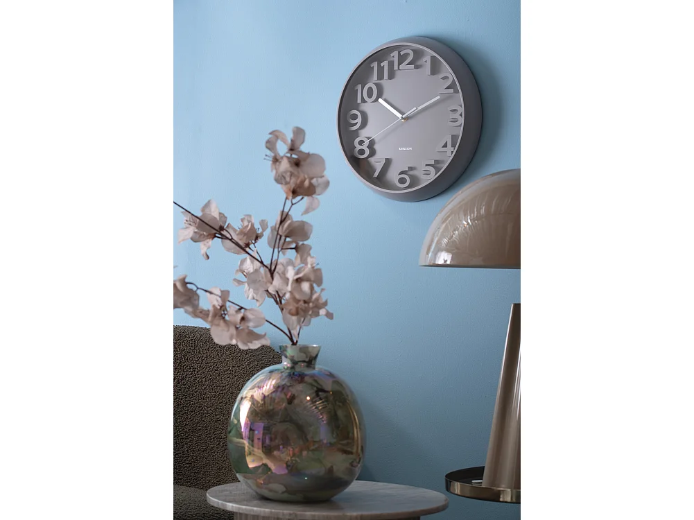 Horloge murale Elevated Classic Numbers - Gris chaud - Ø33,5 cm