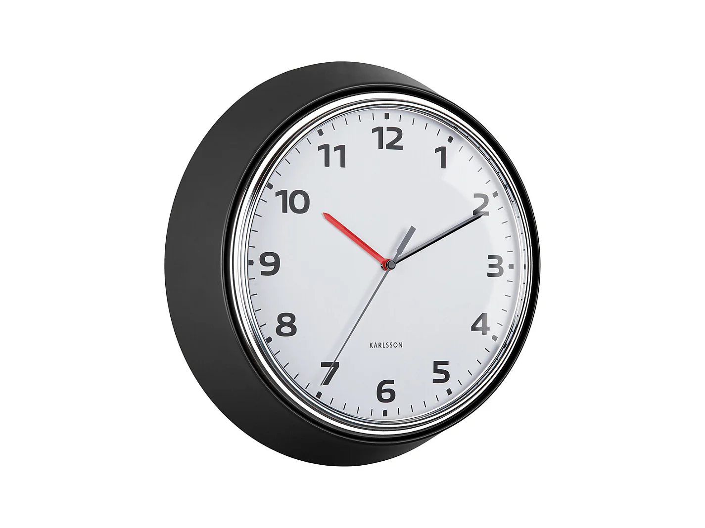 Horloge murale moderne rétro - Noir - Ø34cm