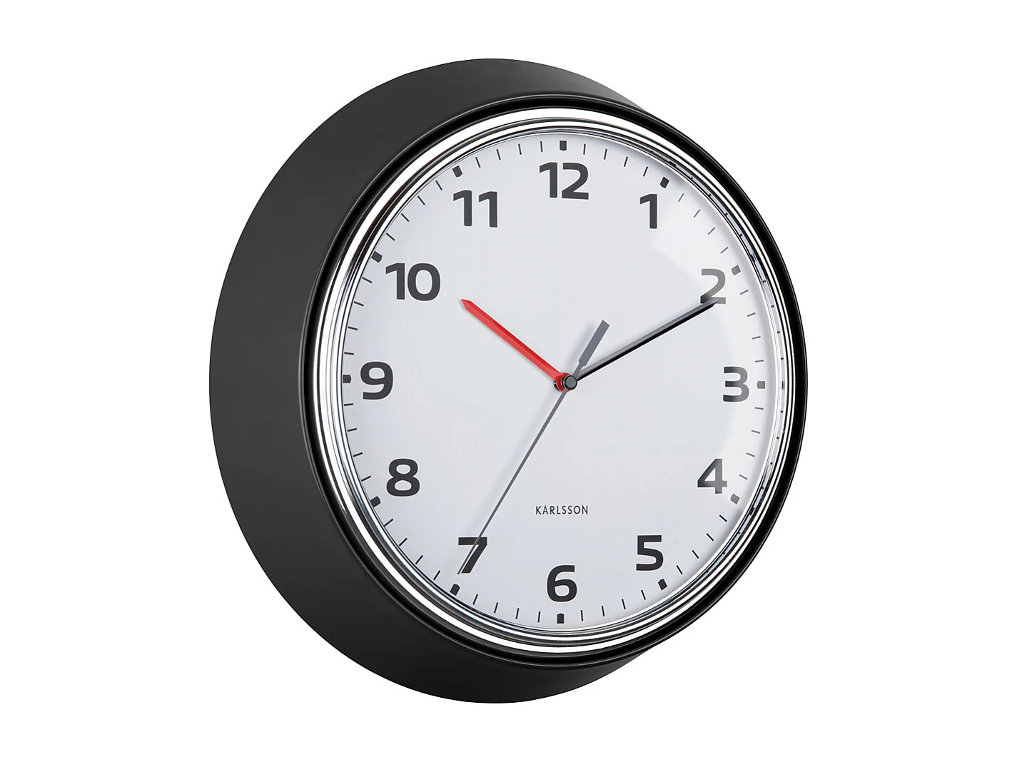 Horloge murale moderne rétro - Noir - Ø34cm