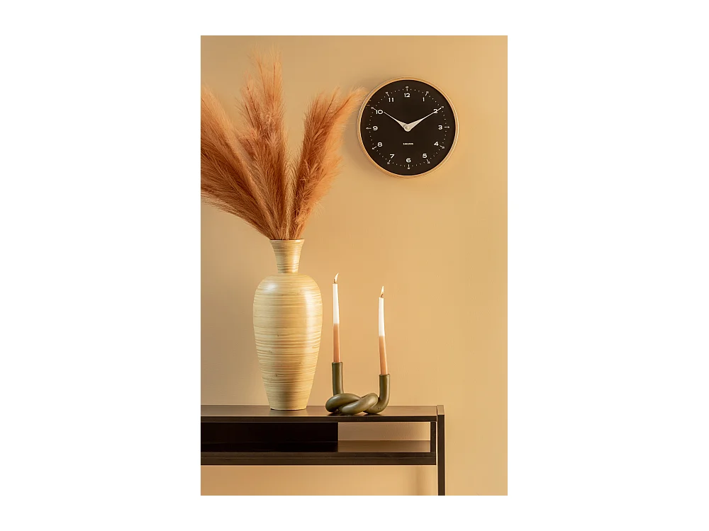 Zegar ścienny Osado Dome - Czarne drewno - Ø30cm