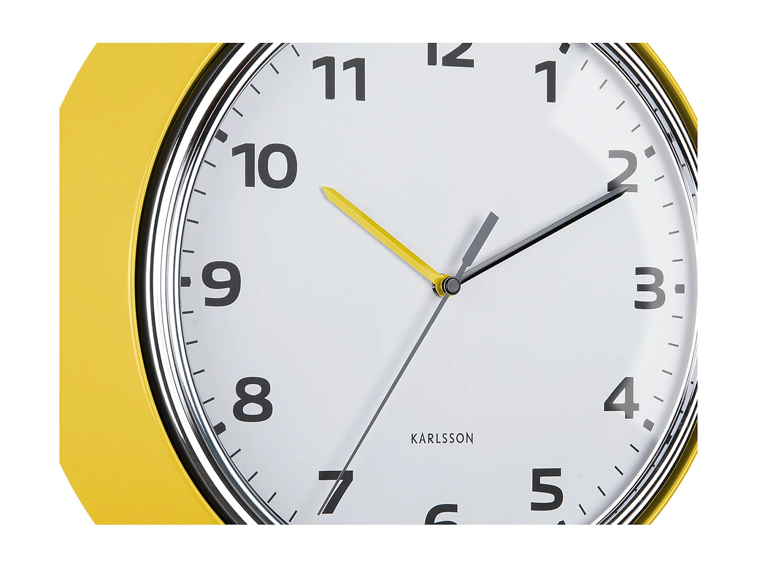 Horloge murale moderne rétro - Jaune vif - Ø34 cm
