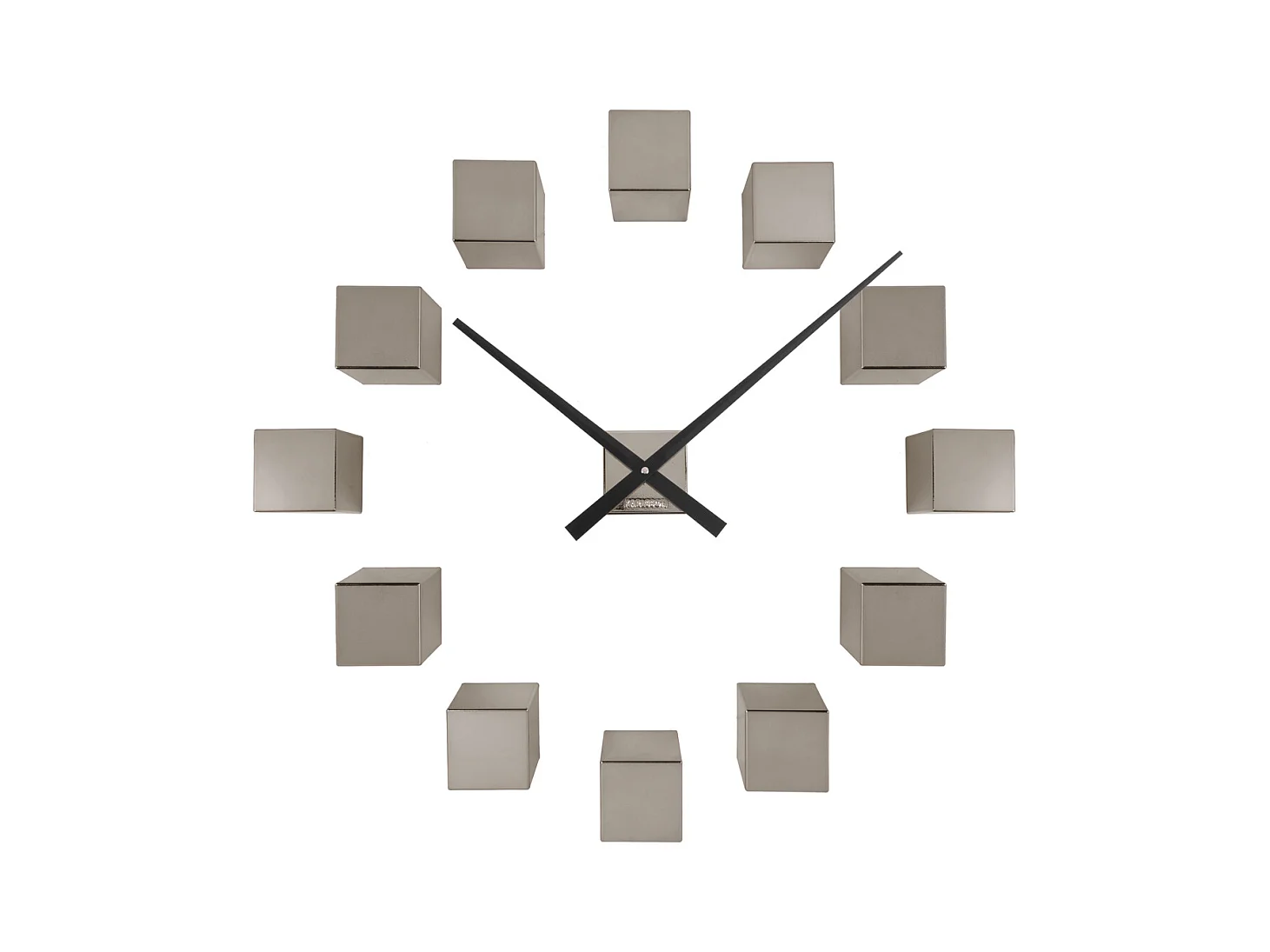 Horloge murale DIY Cubic Metallic - Gris foncé métallisé - Ø40cm